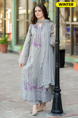 Mushq - Winter 3PC Dhanak ChickenKari Embroidered Suit- BFB0289