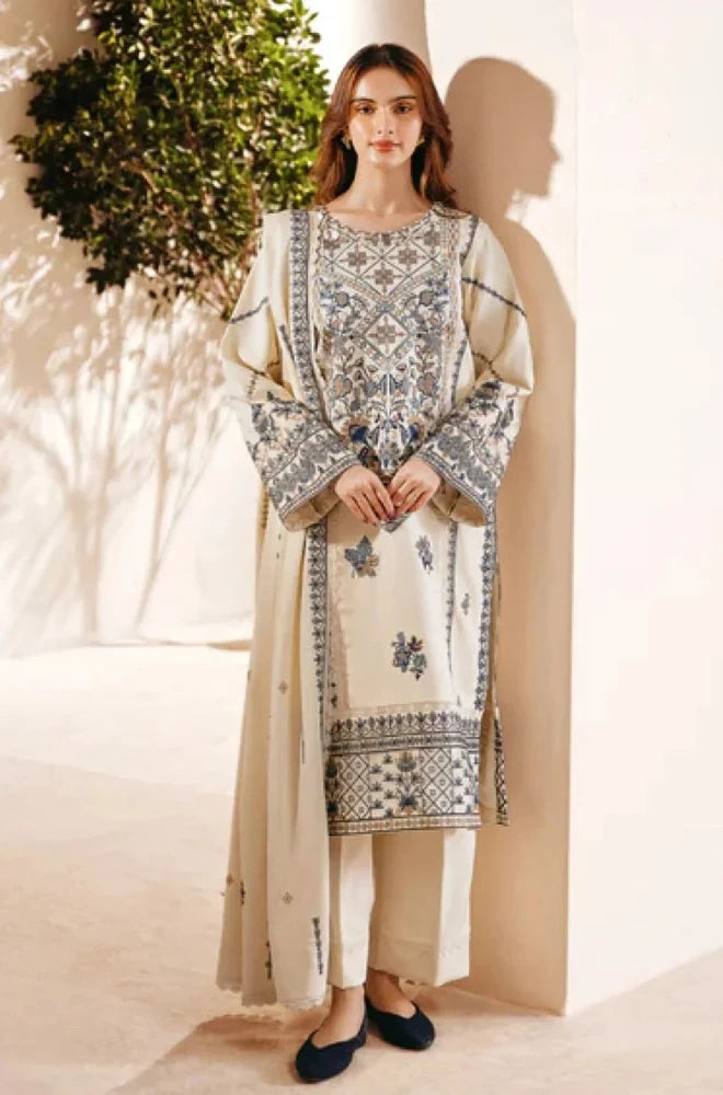 3PC Dhanak Embroidered Shirt With Dhanak Embroidered Dupatta and Trouser - BFB0958