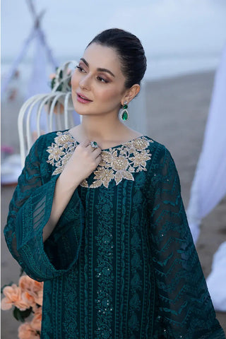 AZURE - 3PC Lawn Embroidered Shirt with Chiffon Embroidered Dupatta and Trouser - BFB0825