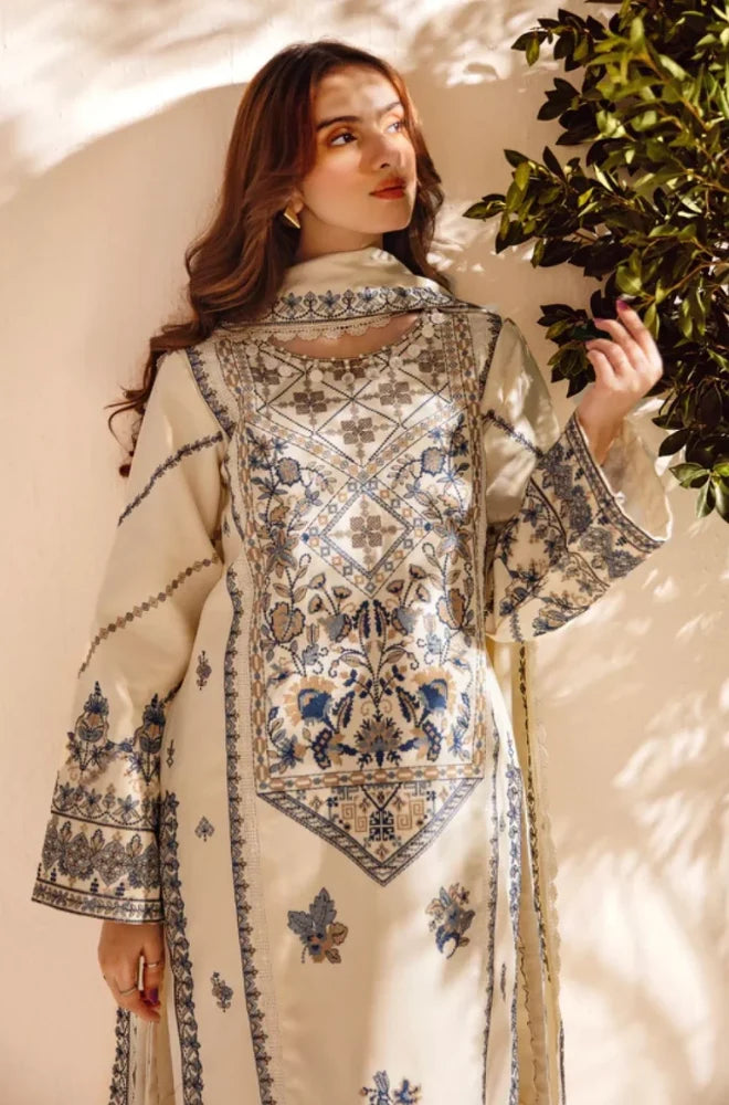 3PC Dhanak Embroidered Shirt With Dhanak Embroidered Dupatta and Trouser - BFB0958