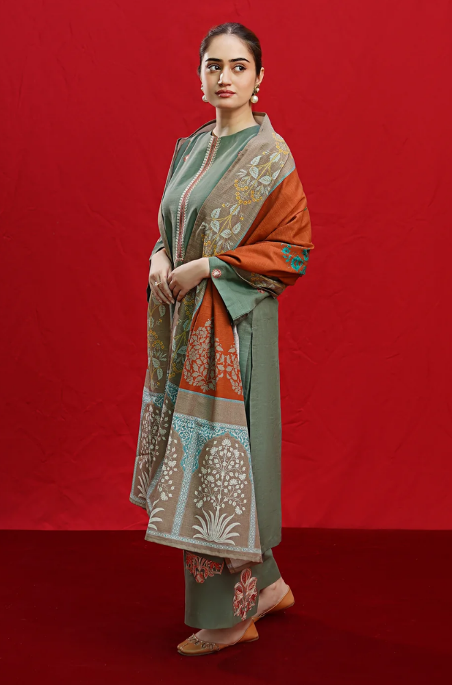 Urge - Winter 3PC Dhanak Embroidered Suit - BFB0422
