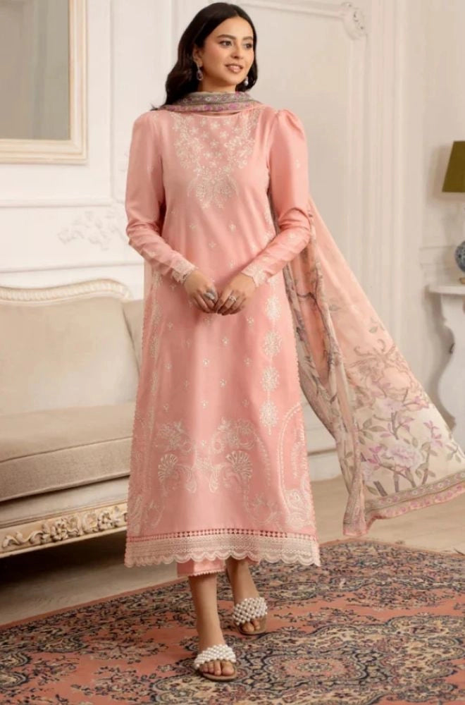 HumDum- 3PC Summer Lawn Embroidered Shirt with Chiffon Embroidered Dupatta and Trouser - BFB0808