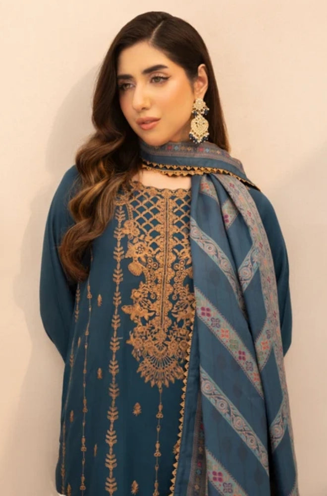 Mohagni - 3PC Dhanak Embroidered Shirt With Dhanak Printed Dupatta and Trouser - BFB01065