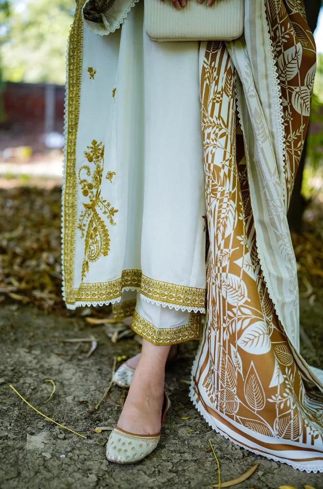 Aneelas - 3PC Dhanak Embroidered Shirt With Dhanak Printed Dupatta and Trouser - BFB0959