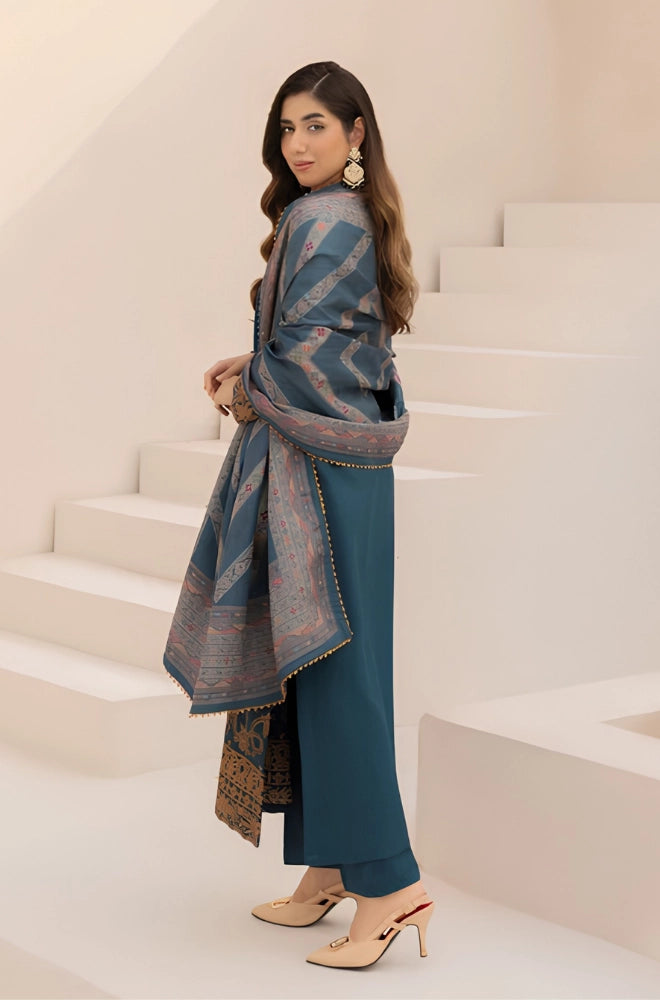 Mohagni - 3PC Dhanak Embroidered Shirt With Dhanak Printed Dupatta and Trouser - BFB01065