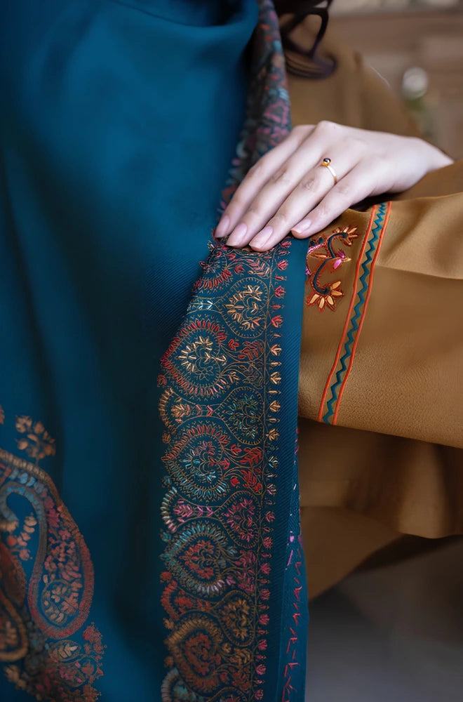 Aisling - 3PC Dhanak Embroidered Shirt With Pashmina Printed Dupatta and Trouser - BFB01178