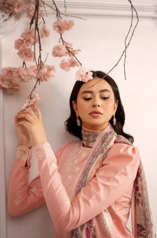 HumDum- 3PC Summer Lawn Embroidered Shirt with Chiffon Embroidered Dupatta and Trouser - BFB0808