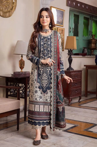 ASIM JOFA - Summer 3PC Lawn Digital Printed Dress - BFB0807