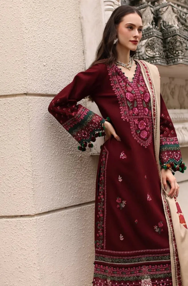 Charizma - 3PC Unstitched Dhanak Embroidered Shirt with Pashmina Printed Dupatta and Trouser - BFB01151