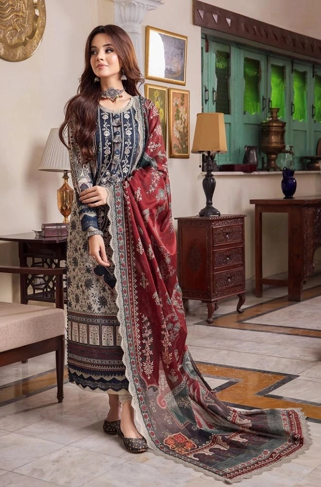 ASIM JOFA - 3PC Lawn Digital Printed Shirt with Lawn Printed Dupatta and Trouser - BFB0807