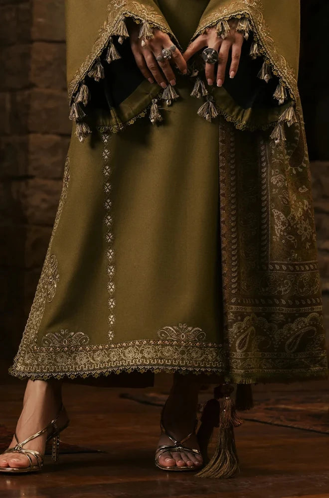 Izel - 3PC Dhanak Embroidered Front Shirt With Pashmina Printed Dupatta and Trouser - BFB01179