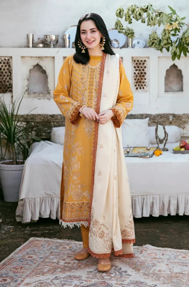 Florent - 3PC Dhanak Embroidered Shirt With Embroidered Dupatta and Trouser - BFB0962