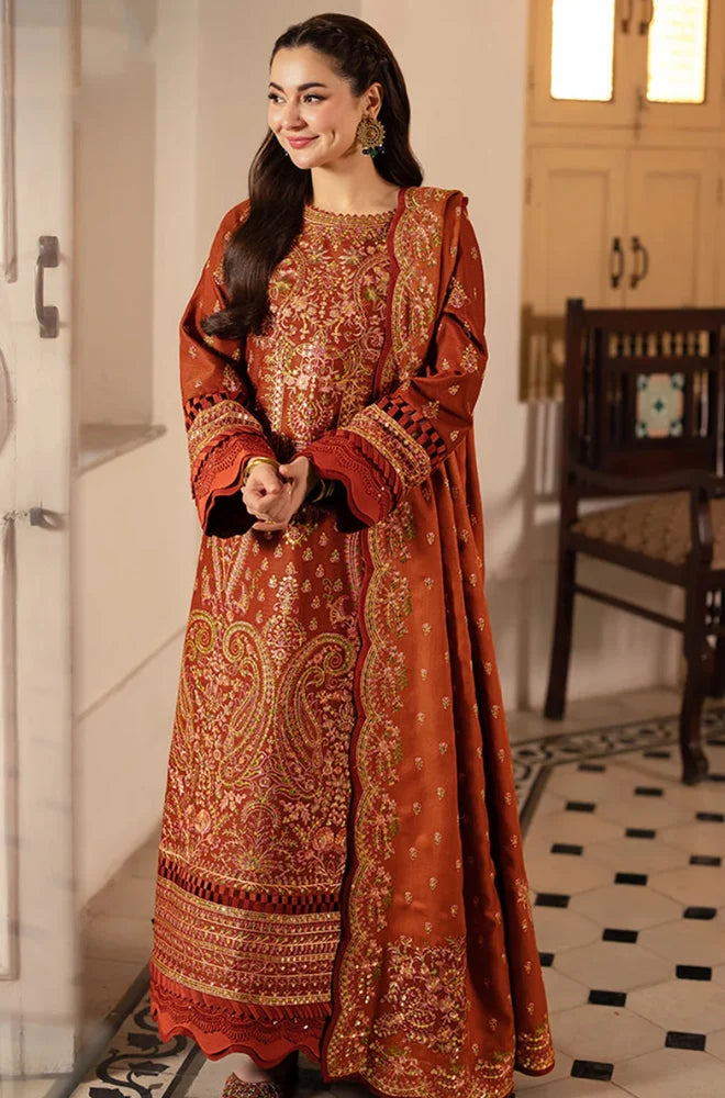 Asim Jofa - 3PC Dhanak Embroidered Shirt With Dhanak Embroidered Dupatta and Trouser - BFB01181
