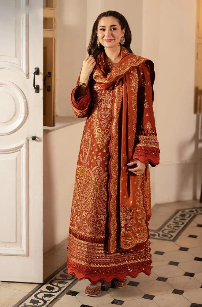 Asim Jofa - 3PC Dhanak Embroidered Shirt With Dhanak Embroidered Dupatta and Trouser - BFB01181