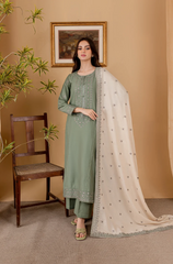 Sapphire - Winter 3PC Dhanak Embroidered Suit - BFH0005