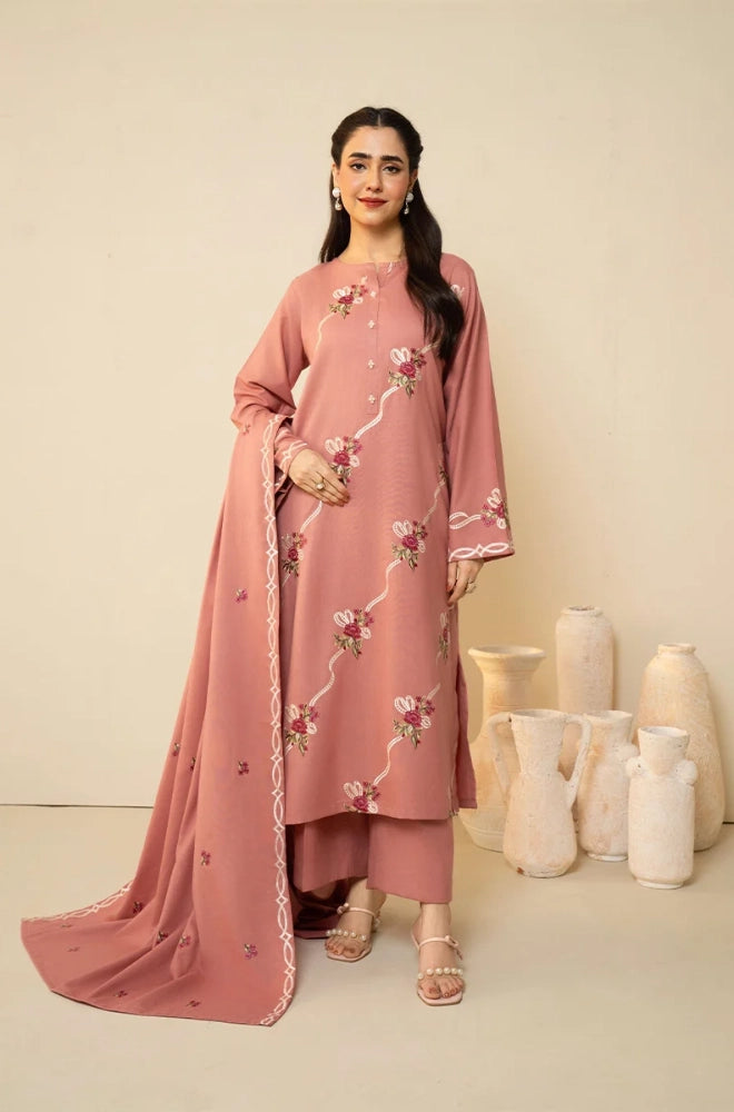 Batik - 3PC Dhanak Embroidered Shirt With Dhanak Embroidered Dupatta and Trouser - BFB0933