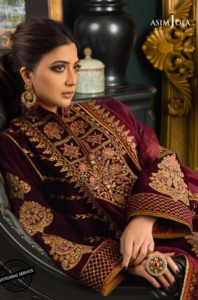 Winter 3PC Velvet Embroidered Suit - BFB0551