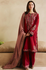 Coco By Zara Shahjahn - 3PC Dhanak Embroidered Suit - BFB0179