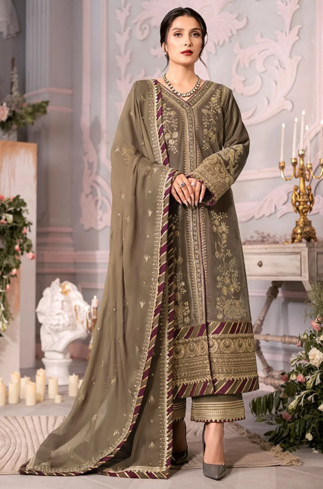 Asim Jofa -Winter 3PC Velvet Embroidered Suit - BFB0510