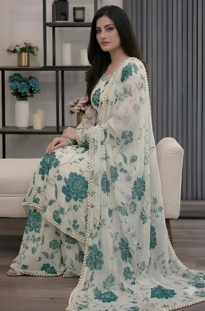 BlueFery - 3PC Lawn Maxi Style Printed Dress - BFB0834