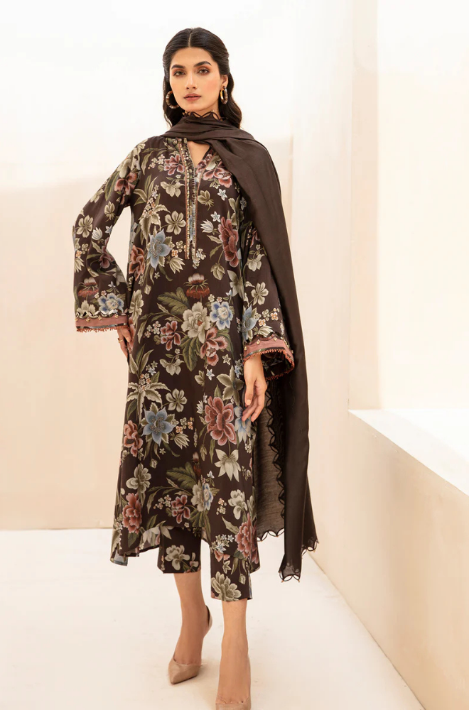 Baroque - 3PC Khaddar Print Suit - BFRZ0088