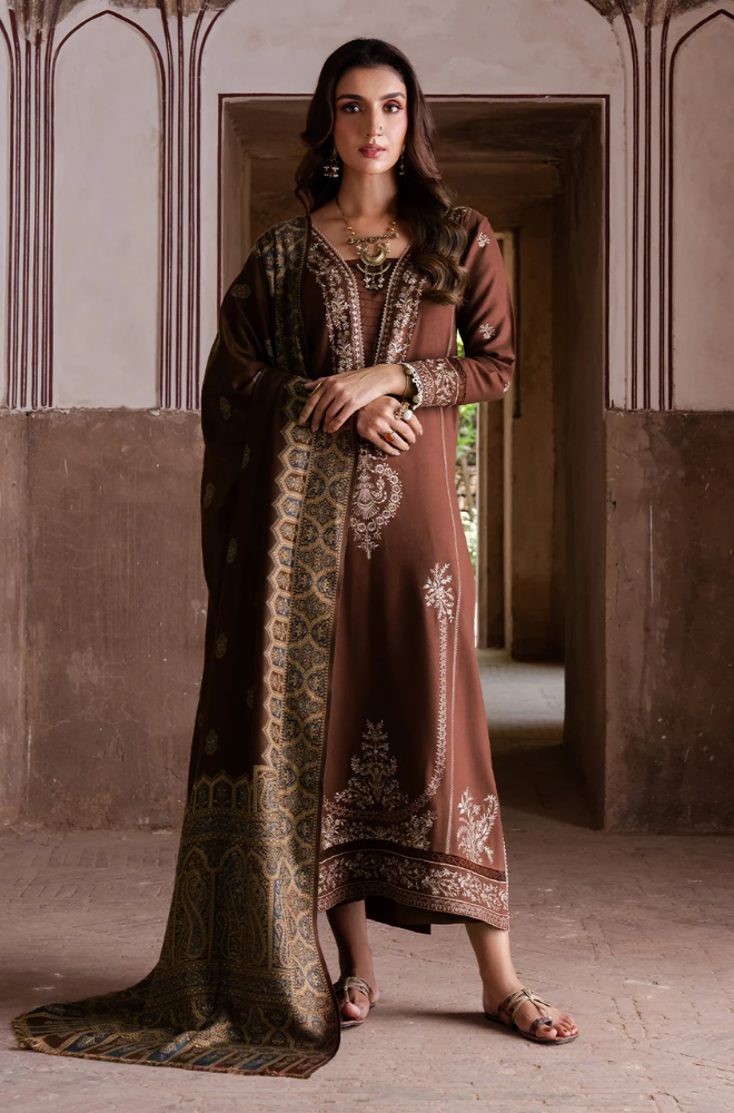 IZEL - Winter 3PC Dhanak Embroidered Suit - BFB0530