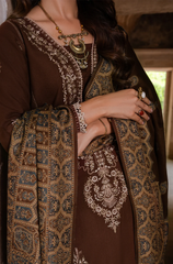 IZEL - Winter 3PC Dhanak Embroidered Suit - BFB0530