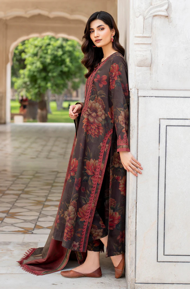 Baroque - 3PC Khaddar Print Suit - BFRZ0087