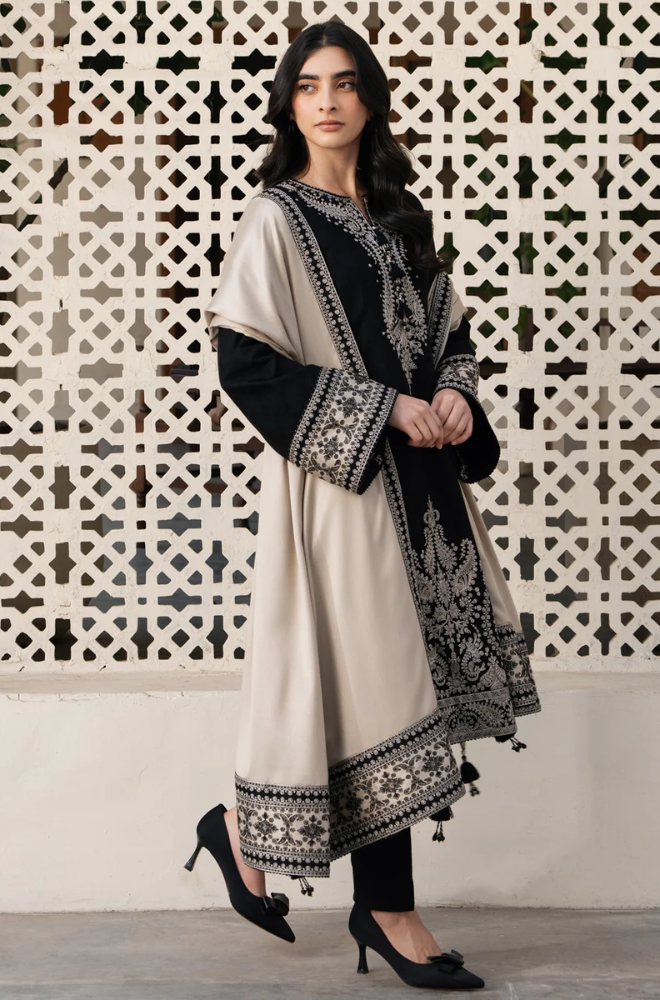 Jazmin 3PC Dhanak Embroidered Shirt With Dhanak Embroidered Dupatta and Trouser - BFB01003