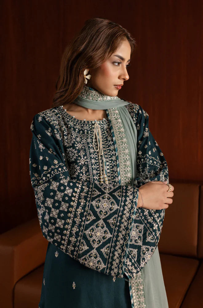Azure - Stitched 3Pcs Embroidered Dhanak Suit – RTW005