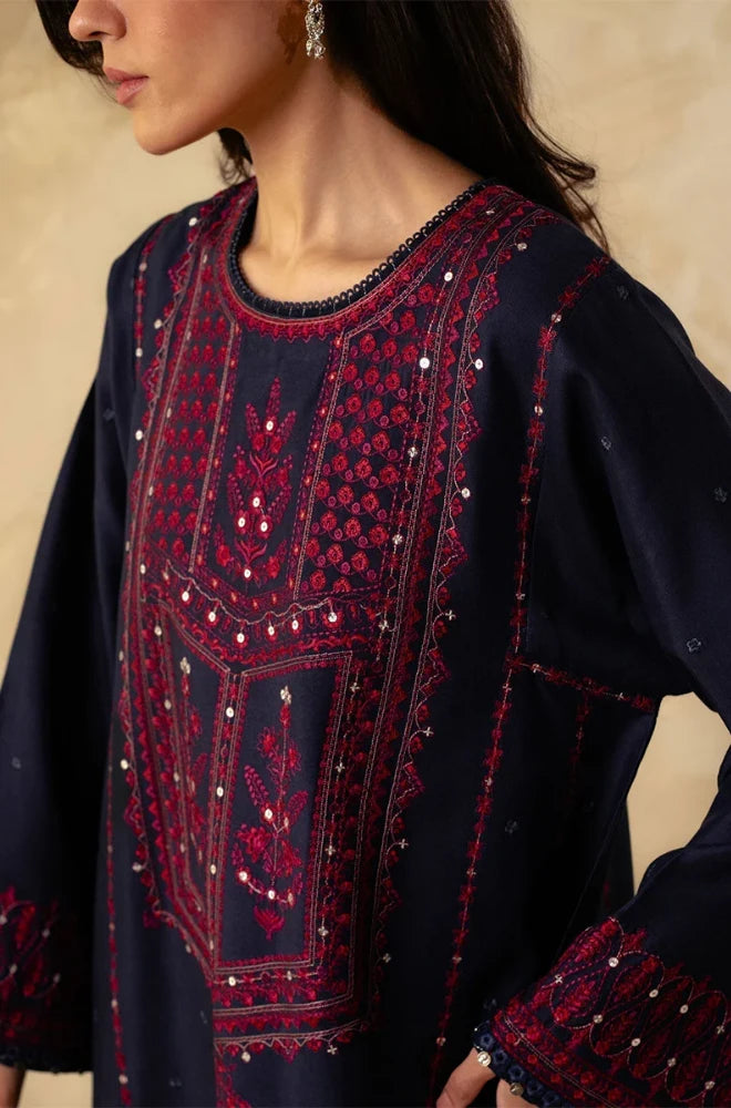 Zara Shahjahan - 3PC Dhanak Embroidered Shirt With Dhanak Embroidered Dupatta and Trouser - BFB0914