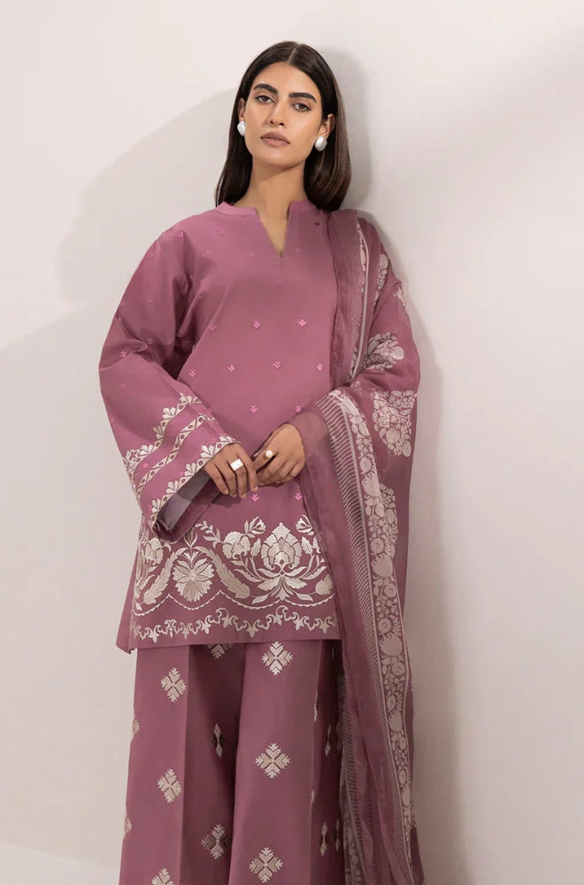 Sapphire - 3PC Dhanak Embroidered Shirt With Chiffon Printed Dupatta and Trouser - BFB0919