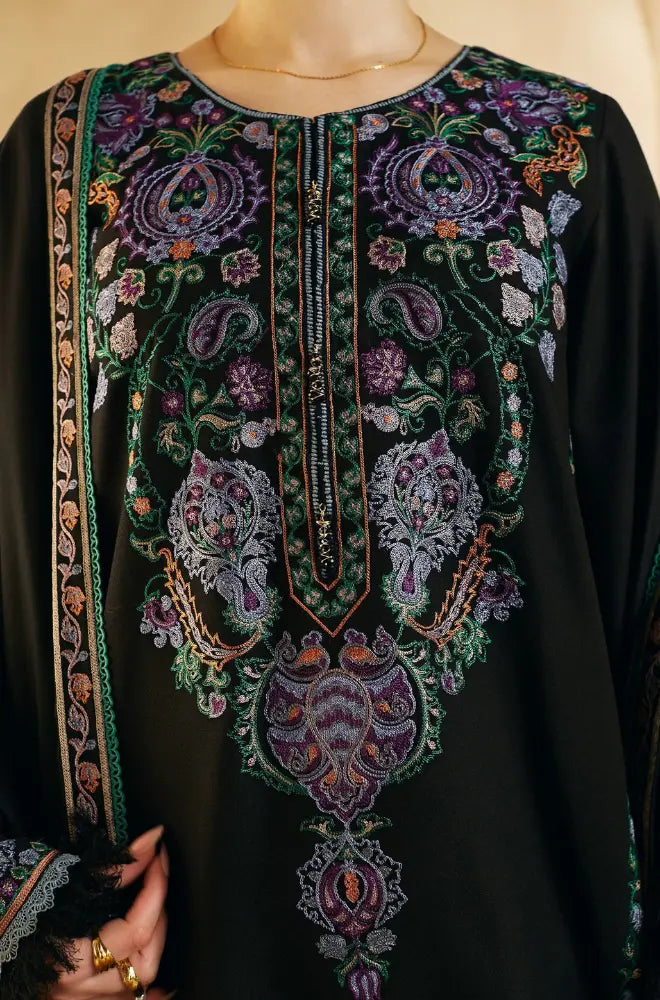 Coco By Zara Shahjahan - 3PC Dhanak Embroidered Shirt With Dupatta and Trouser - BFB0858