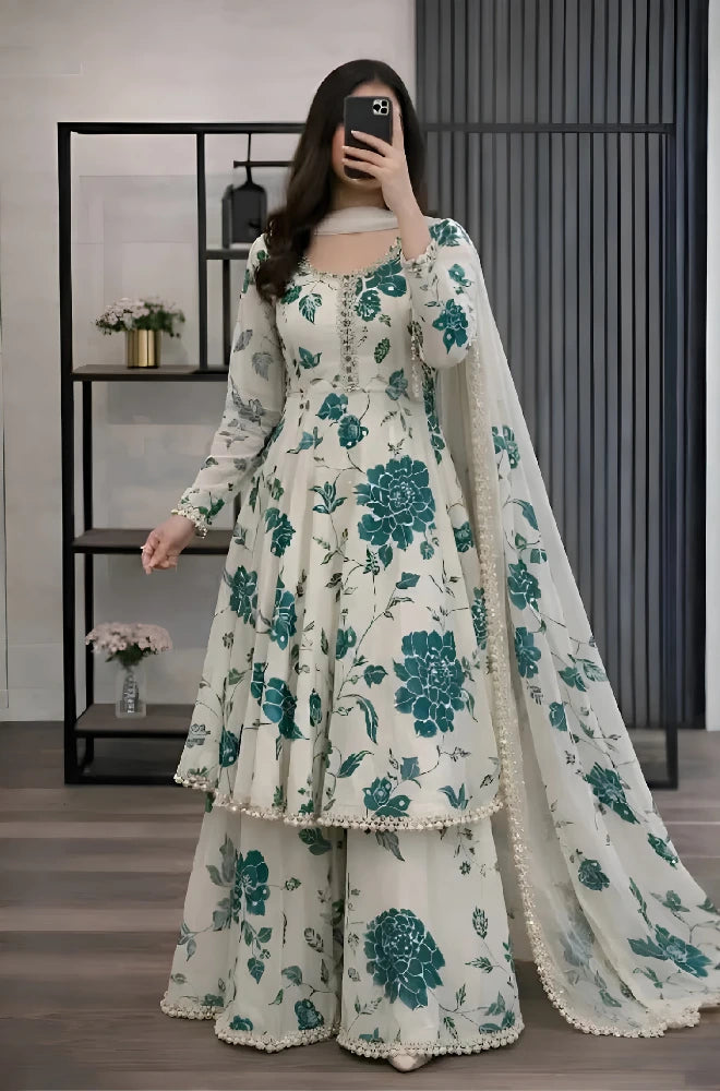 BlueFery - 3PC Lawn Maxi Style Printed Dress - BFB0834