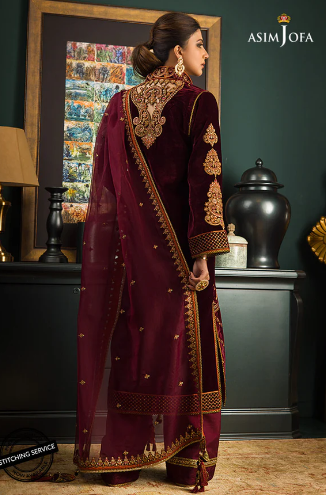 Winter 3PC Velvet Embroidered Suit - BFB0551