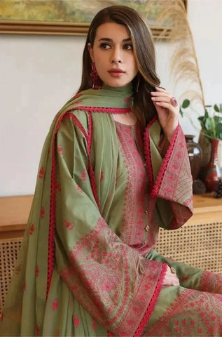 BAREEZE - 3PC Summer Lawn Embroidered Shirt with Chiffon Embroidered Dupatta and Trouser - BFB0785