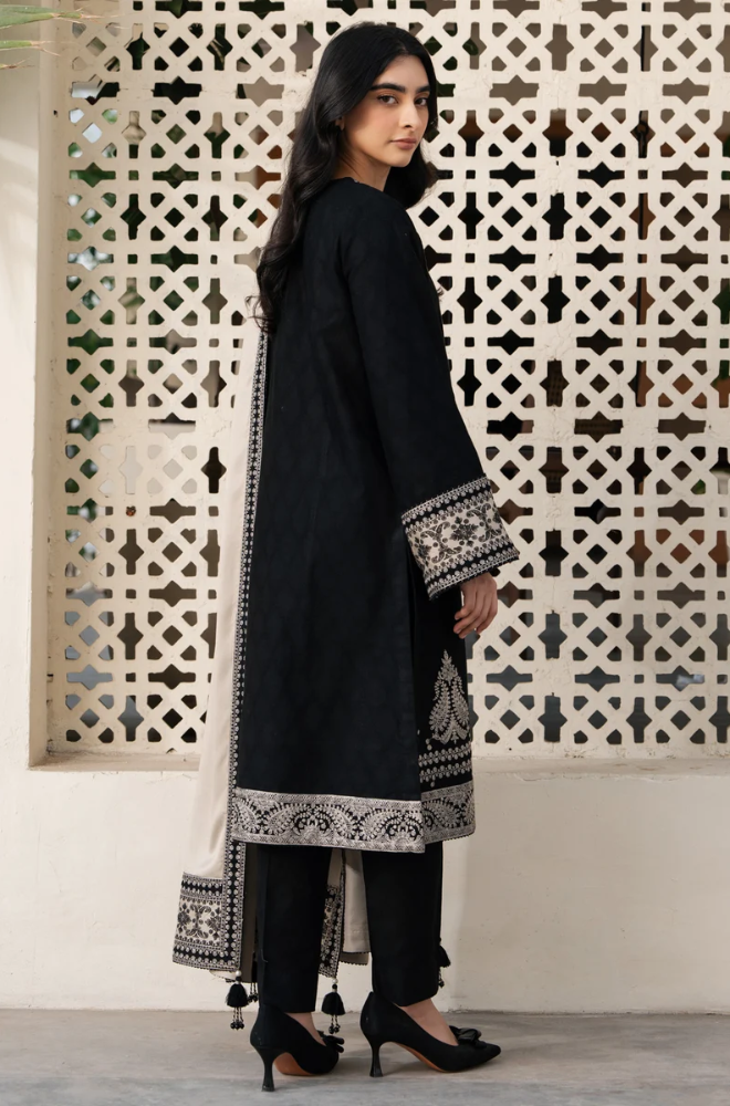 Jazmin 3PC Dhanak Embroidered Shirt With Dhanak Embroidered Dupatta and Trouser - BFB01003