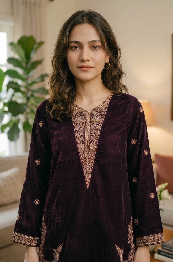 Faveza - Seraphina 3PC Stitch Velvet Dress - FVL- 03