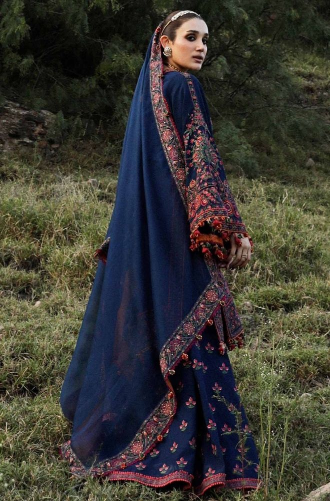 HUSSAIN REHAR - Winter 3PC Dhanak Embroidered Suit - BFB0463
