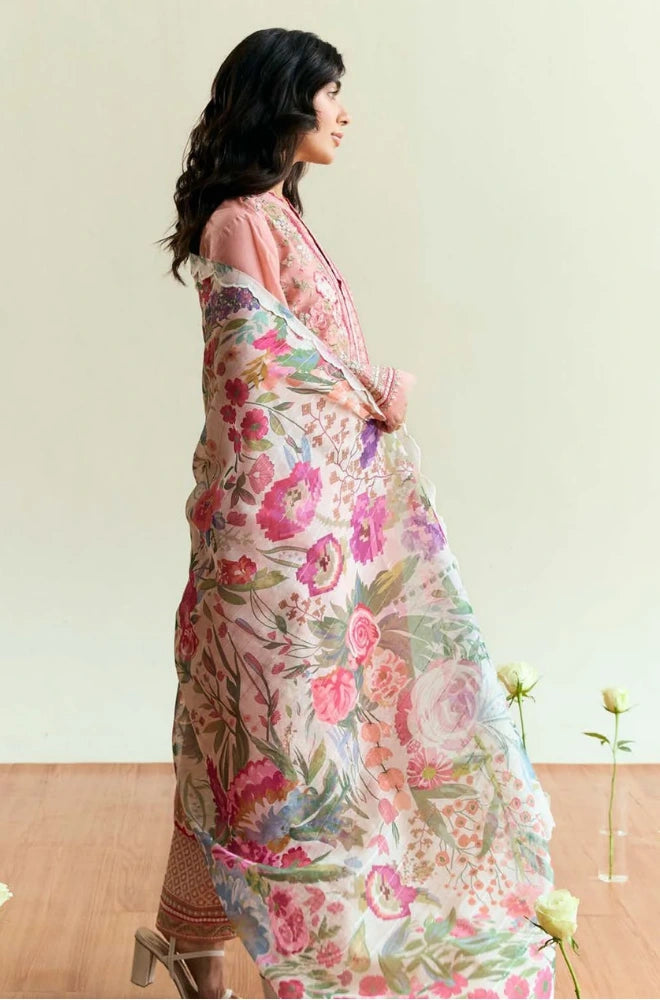 Zara - 3PC Dhanak Embroidered Suit - BFB01129