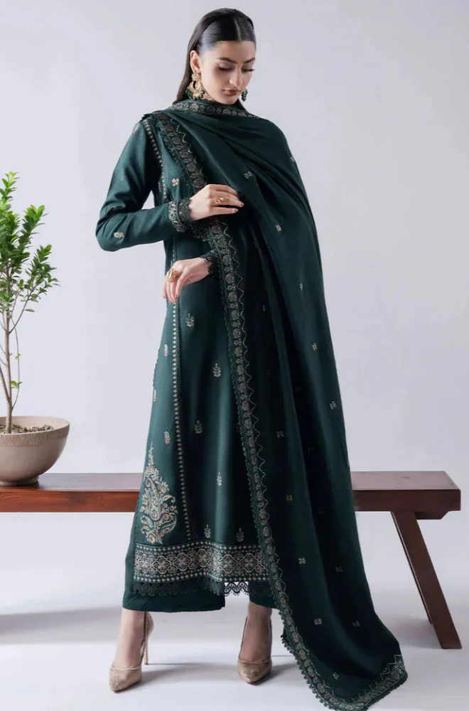 Asim Jofa - Winter 3PC Dhanak Embroidered Suit - BFB0451