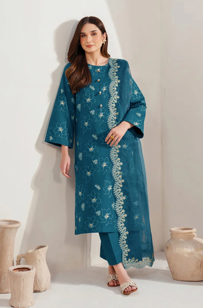 ETHNIC- 3PC Lawn Embroidered Suit - BFB0404