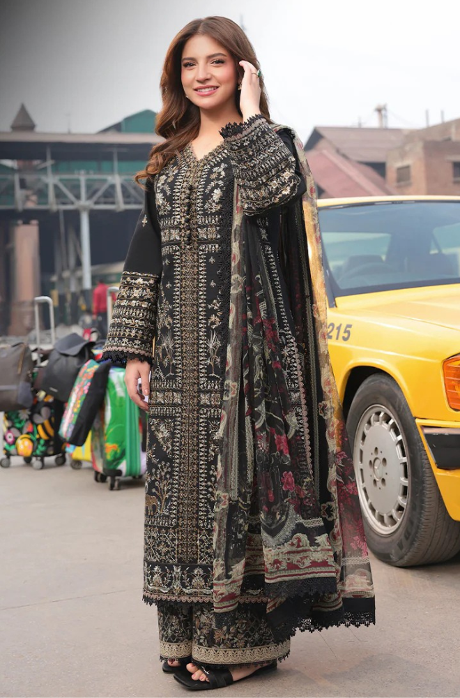 Asim Jofa - Winter 3PC Dhanak Embroidered Suit - BFB0408