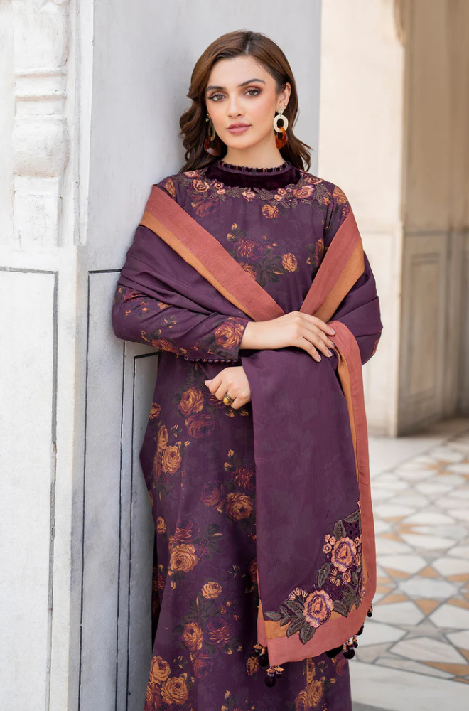 Baroque - 3PC Khaddar Print Suit - BFRZ0093