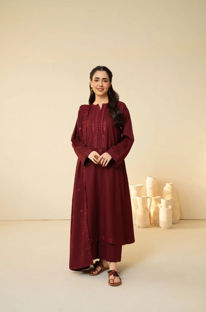 Tiraz - 3PC Dhanak Embroidered Shirt With Dhanak Embroidered Dupatta and Trouser - BFB01005