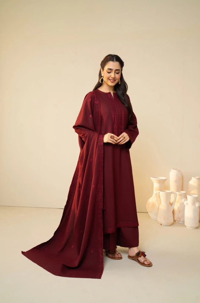 Tiraz - 3PC Dhanak Embroidered Shirt With Dhanak Embroidered Dupatta and Trouser - BFB01005