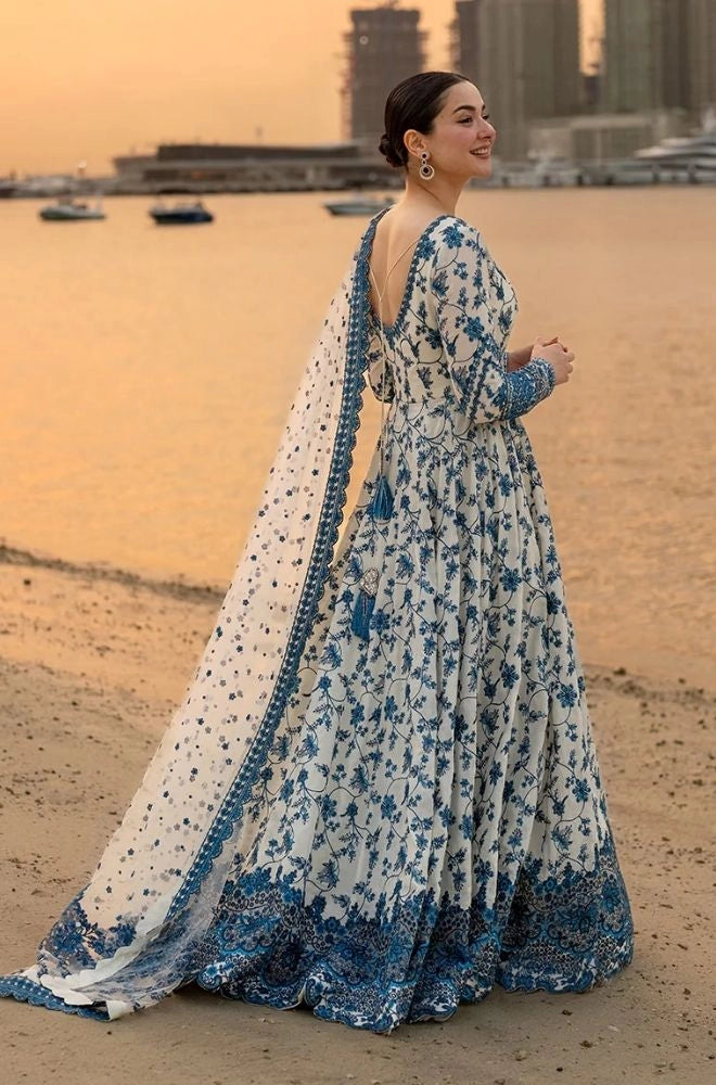 FAIZA SAQLAIN - 3PC Lawn Digital Printed Frock with Chiffon Printed Dupatta and Trouser - BFB0814