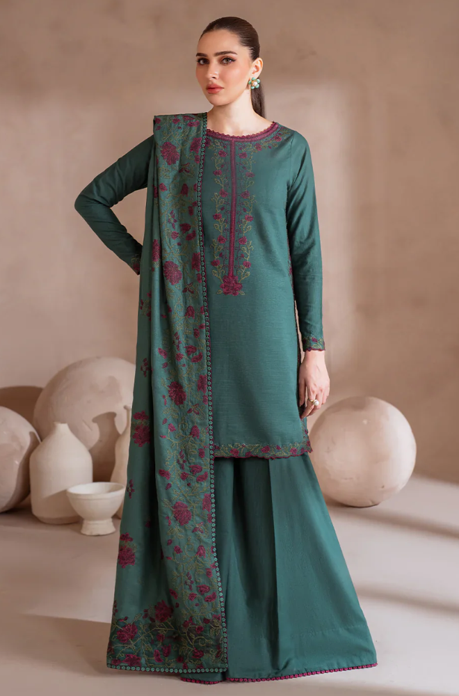 IZNIK - Winter 3PC Dhanak Embroidered Suit - BFB0458