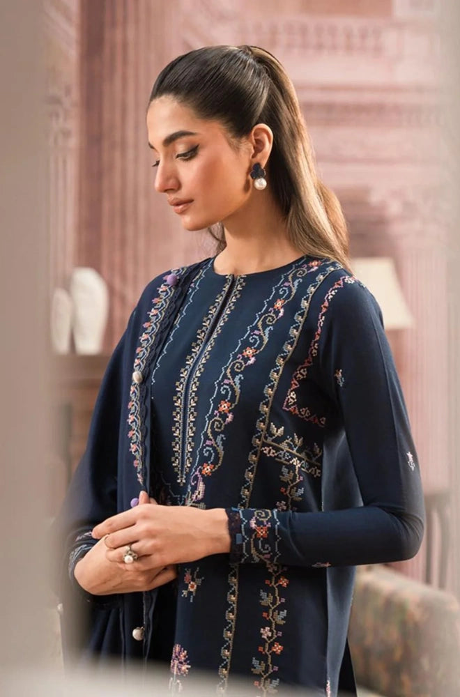 Seran - 3PC Dhanank Embroidered Shirt with Dhanak Embroidered Dupatta and Trouser - BFB0920