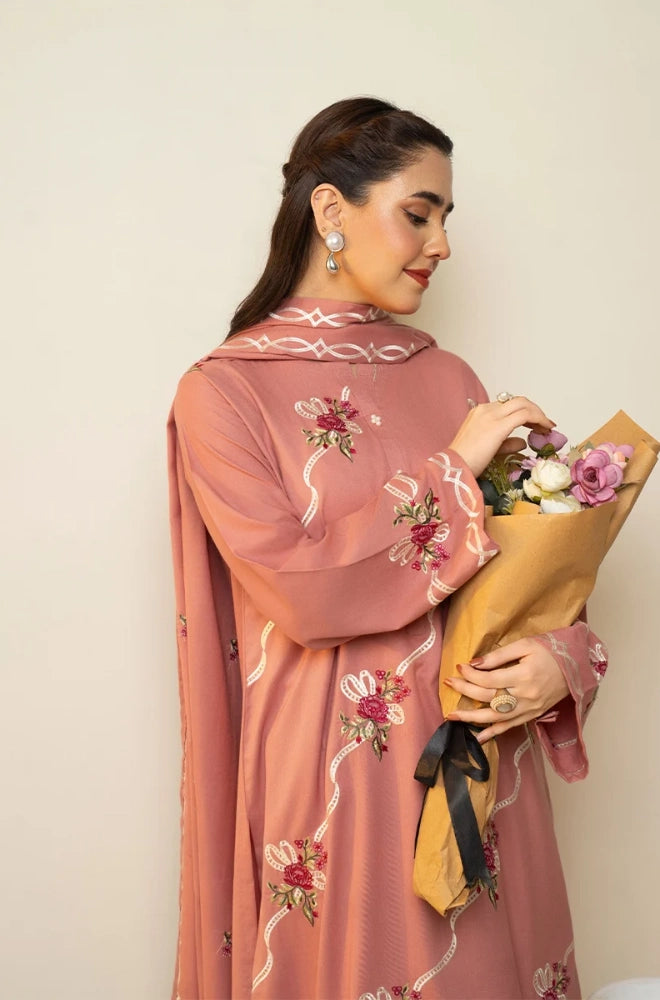Batik - 3PC Dhanak Embroidered Shirt With Dhanak Embroidered Dupatta and Trouser - BFB0933